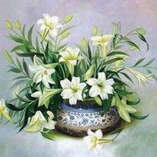 Оригинал схемы вышивки «цветы в вазе» (№29289)