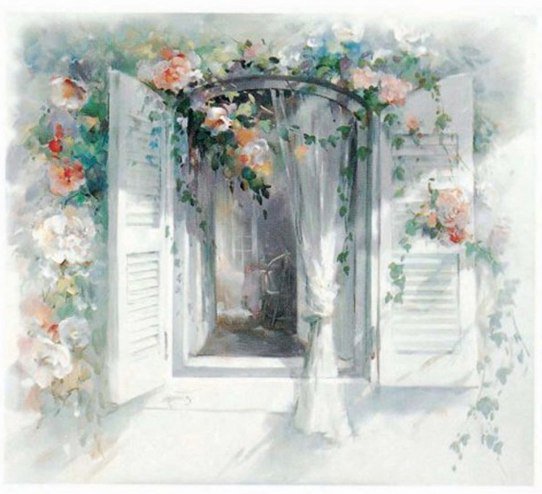 За окном - цветы, дом, окно - оригинал