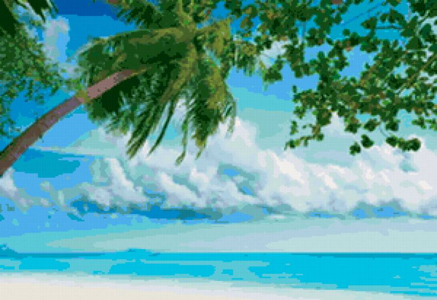 морской пейзаж с пальмой - пальма, море - предпросмотр