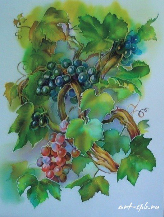 Виноград - живопись, фрукты - оригинал
