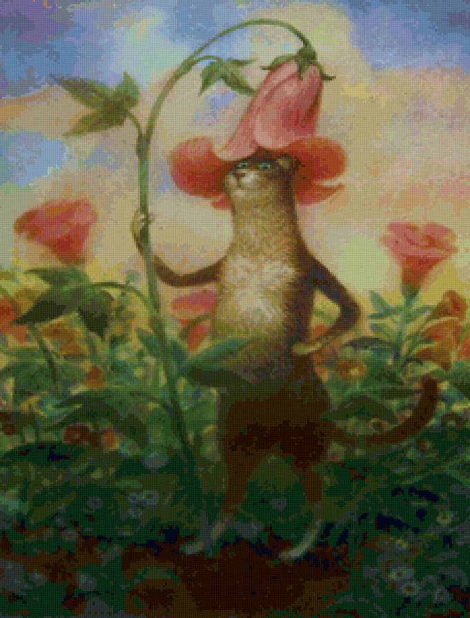 кошак))) - кот, цветы - предпросмотр