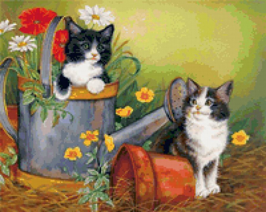 коты - животные, природа, цветы, коты - предпросмотр