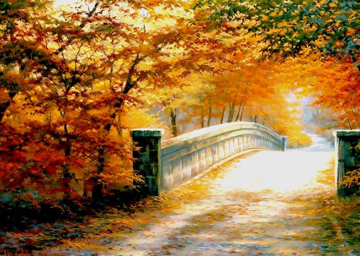 Дорога в осень - картина, пейзаж - оригинал