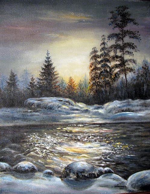 Серия "Пейзаж. Зима" - зима, река, пейзаж - оригинал