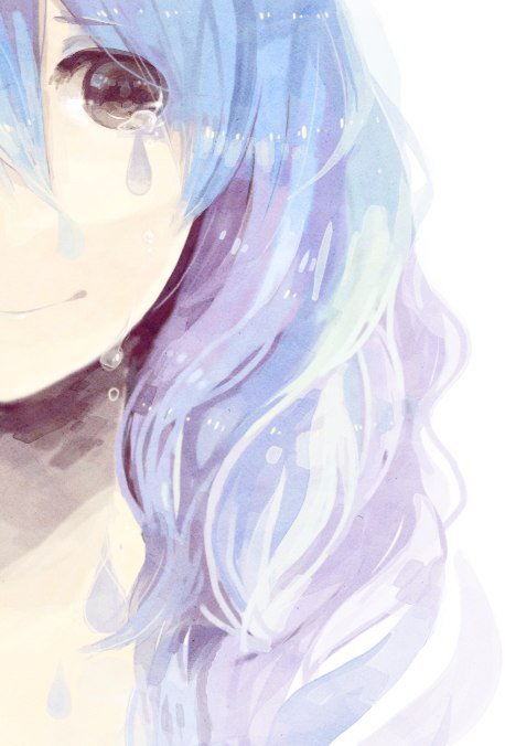 Слезы - аниме, девушка, голубые волосы, слезы, лицо - оригинал