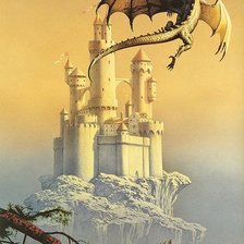 Оригинал схемы вышивки «дракон над замком» (№31910)
