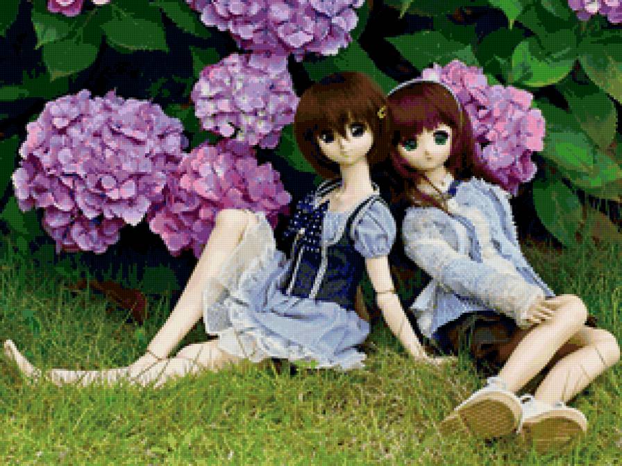 куклы - куклы, лето, япония.цветы - предпросмотр