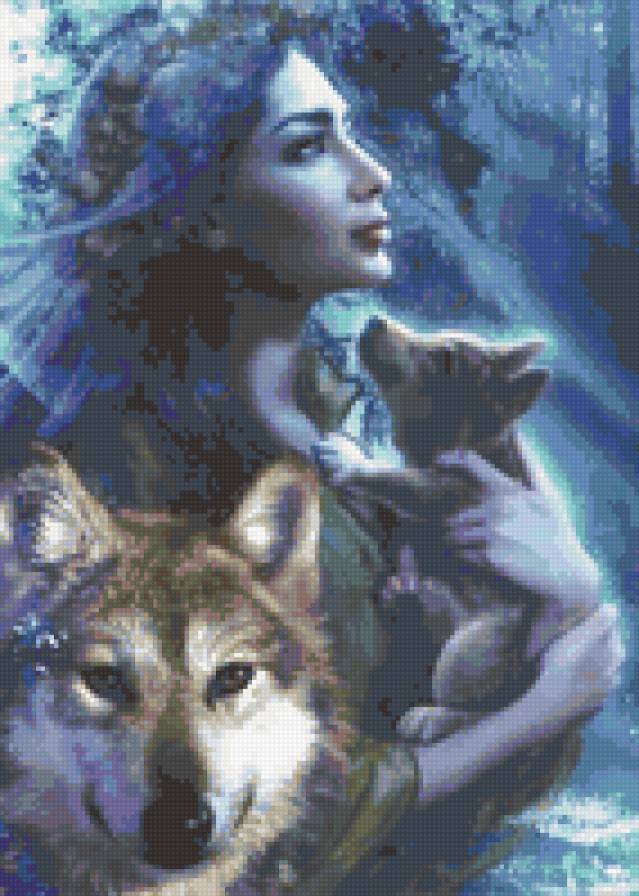 девушка с волками - волки, животные - предпросмотр