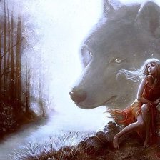 девушка и волчица
