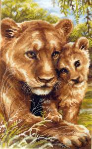 Львица со львенком - животные - оригинал