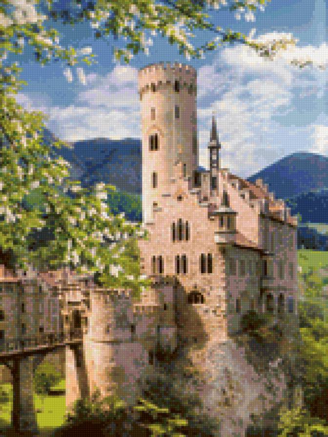 Замок весной - дерево, замок, весна, средневековье, пейзаж - предпросмотр
