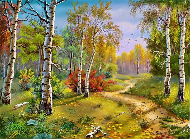 Осень в лесу - береза, лес, природа, осень, пейзаж - оригинал
