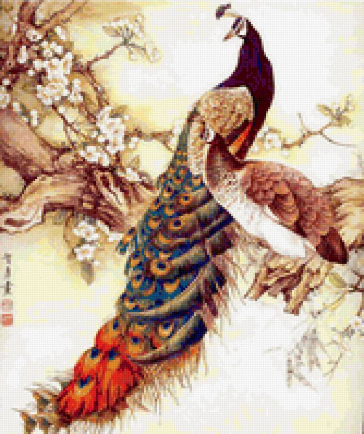 Павлины - китайская живопись, китай, восток, павлин, птицы - предпросмотр