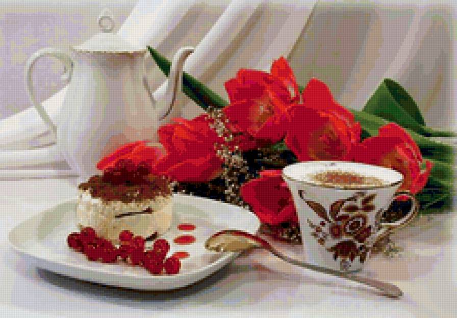 Серия "Чашечка кофе" - кофе, утро, цветы - предпросмотр