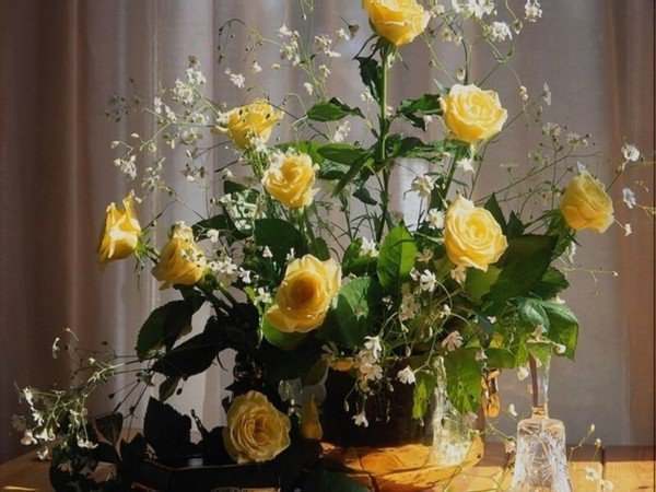Цветы - букет, цветы, желтые розы - оригинал
