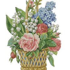 Оригинал схемы вышивки «корзина цветов» (№34925)