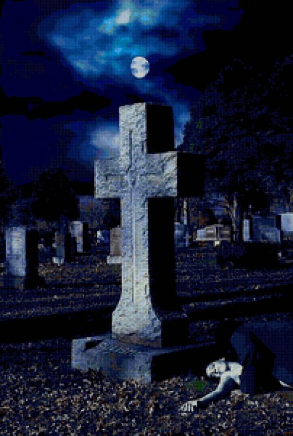 Ночь - вампир, ночь, кладбище, луна - предпросмотр