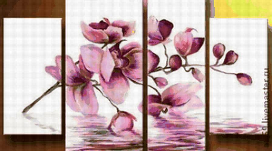 Орхидеи - полиптих, цветы - предпросмотр