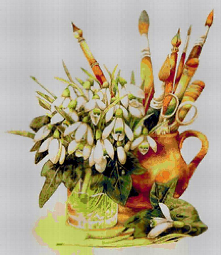 Натюрморт с подснежниками - цветы, натюрморт - предпросмотр