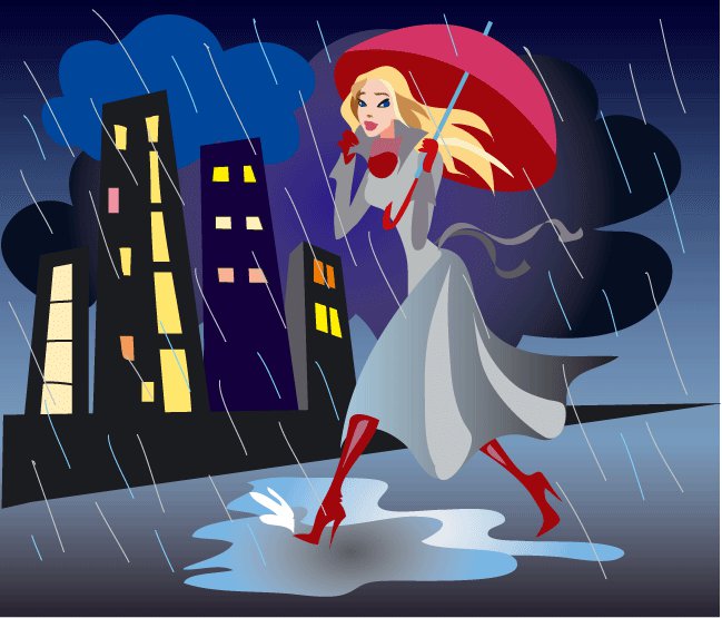 под дождем - зонт, девушка, дождь, улица, люди - оригинал