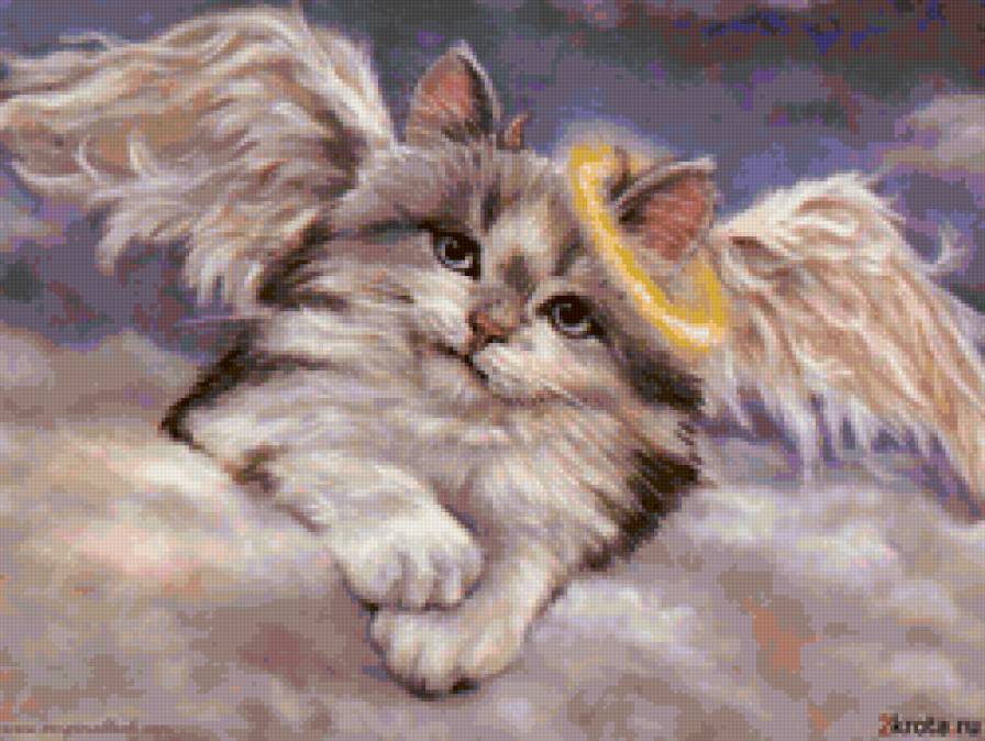 Ангел - живопись, коты, животные - предпросмотр