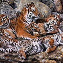 Схема вышивки «Семейство тигров»
