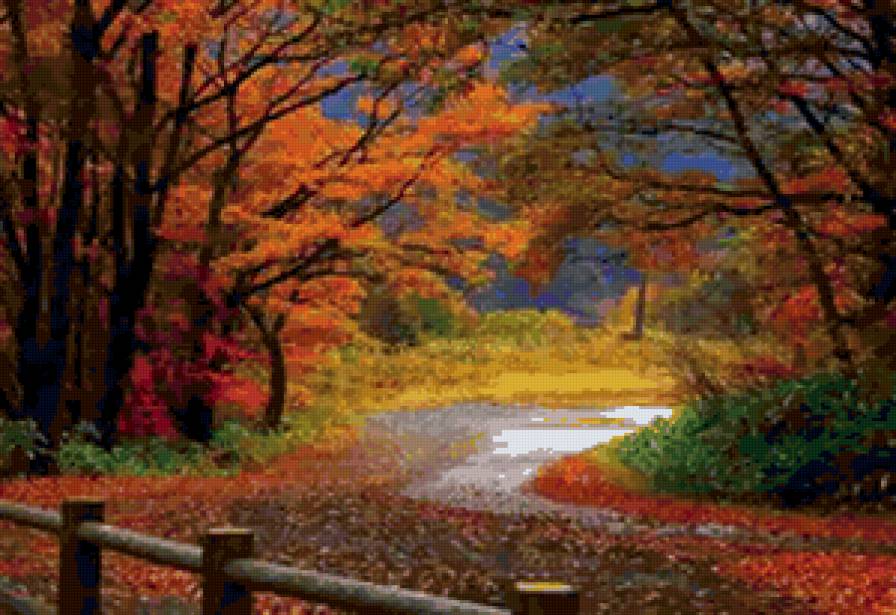 золотая осень - лес, осень, природа, пейзаж, деревья - предпросмотр