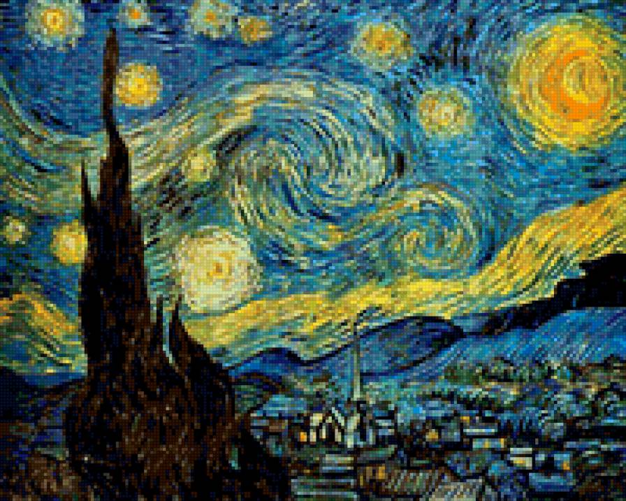 звездная ночь Ван Гог - пейзаж, живопись - предпросмотр