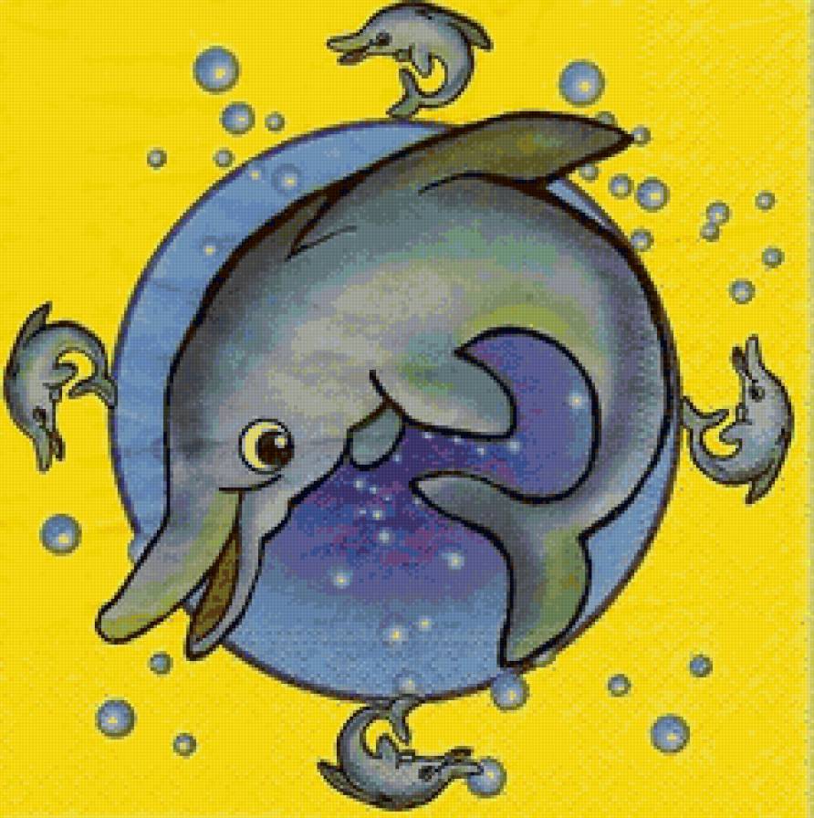 Дельфин - детям, животные, живопись, подушка - предпросмотр