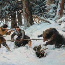 Оригинал схемы вышивки «Охота на медведя» (№38459)