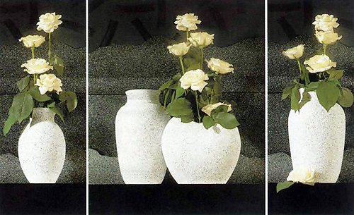 Триптих - цветы, вазы, букет, триптих, розы - оригинал
