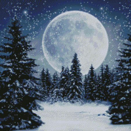 Зимняя луна - лес, зима, ночь, луна, пейзаж - оригинал