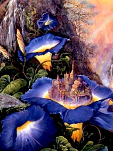 картины жозефины уолл - замок, фентези, сказка, цветы - оригинал