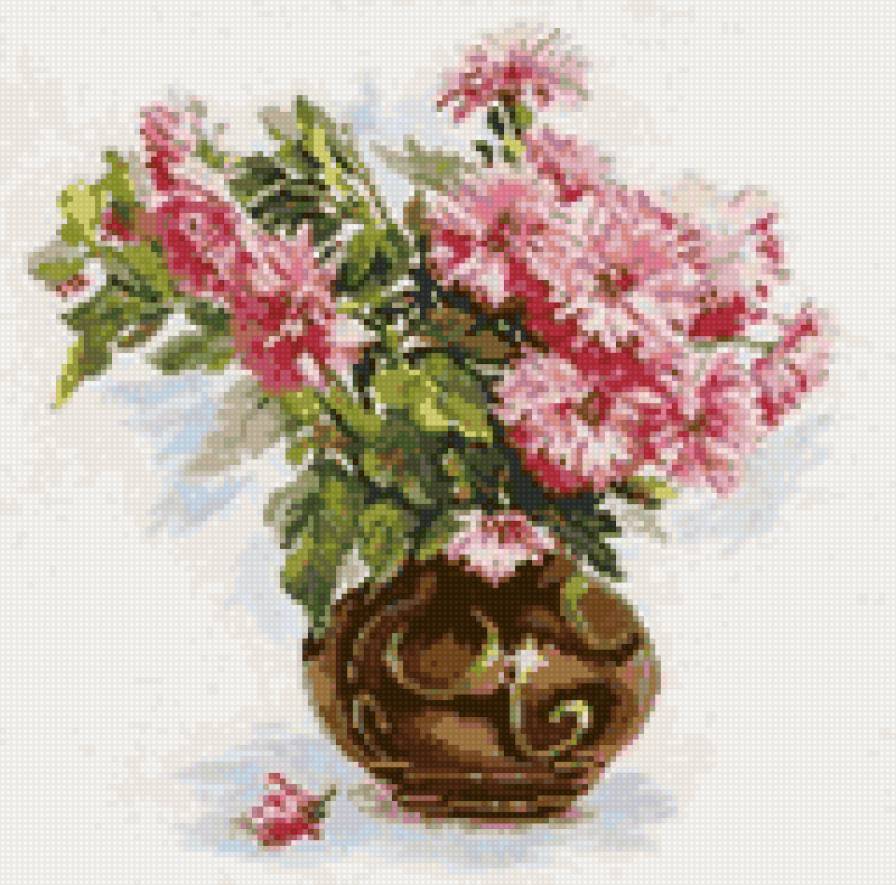 Букет хризантем - ваза, букет, цветы, хризантемы - предпросмотр