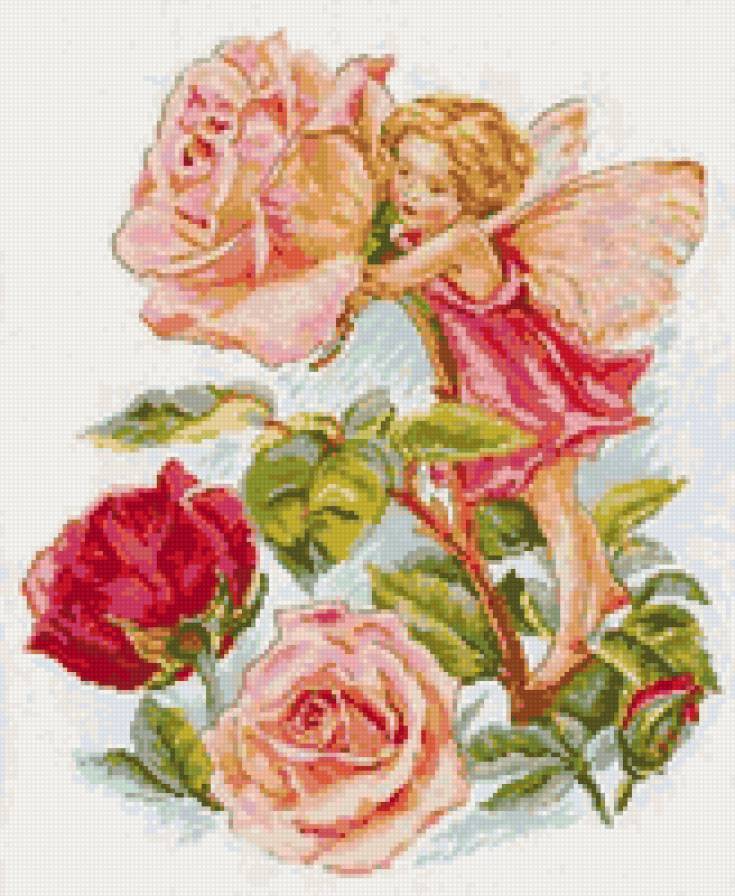 Розовая фея - розы, цветы, фея - предпросмотр