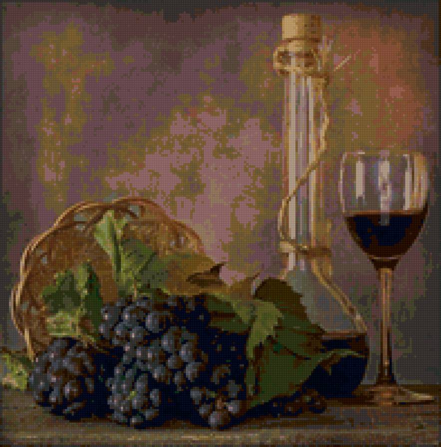 натюрморт - вино, натюрморт, виноград - предпросмотр