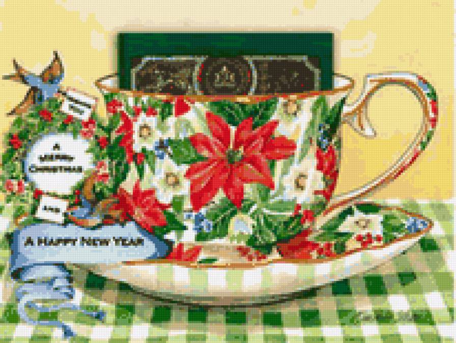 Чаепитие - натюрморт, чаепитие, посуда, цветы, рождество, для кухни, фарфор - предпросмотр