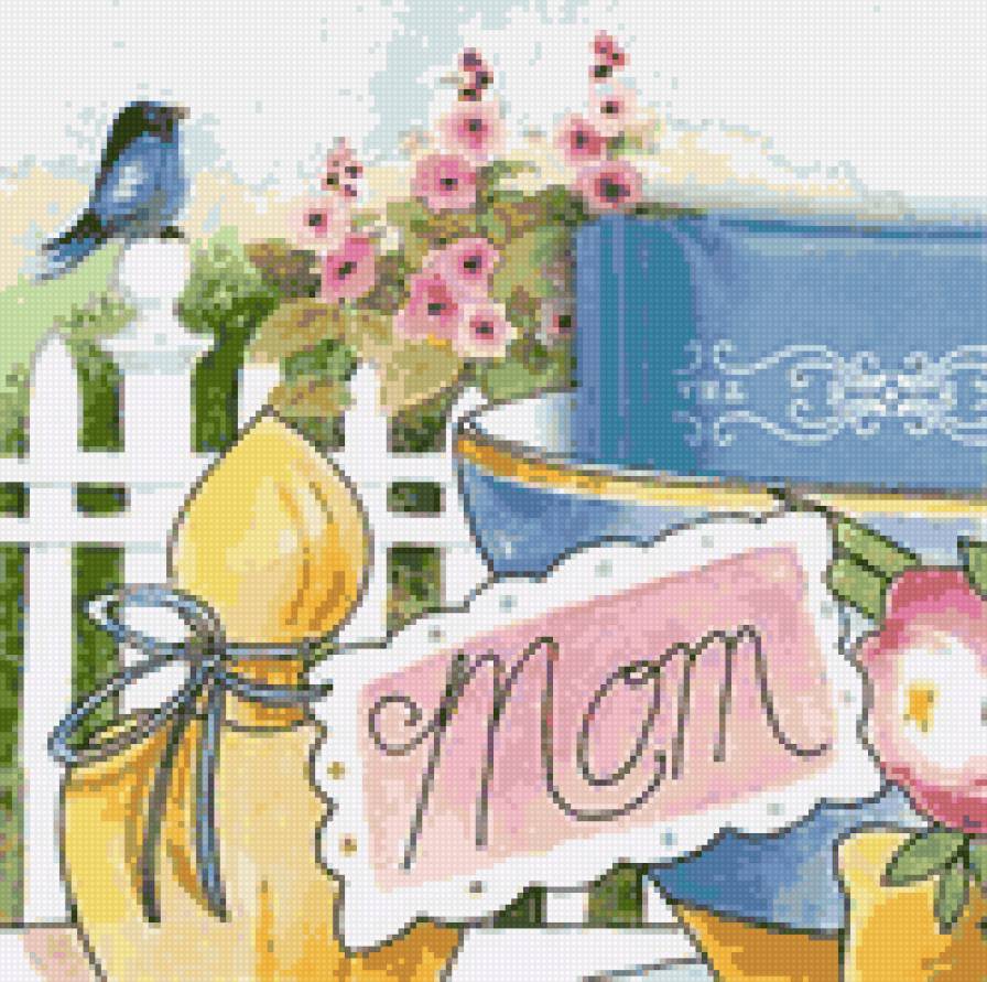 Для мамы - чаепитие, фарфор, море, птичка, цветы, натюрморт, для кухни - предпросмотр