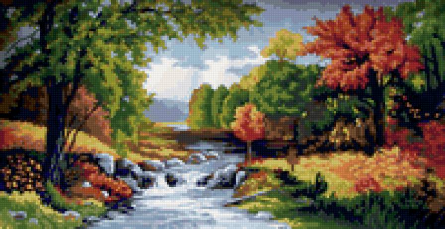 Осень - природа, осень, ручей, пейзаж, лес - предпросмотр
