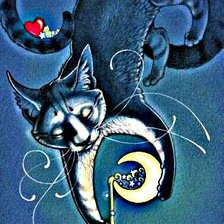 Оригинал схемы вышивки «Лунная кошка» (№42272)