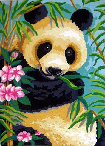 Мишка-панда - животные, мишка, цветы, природа, панда - оригинал