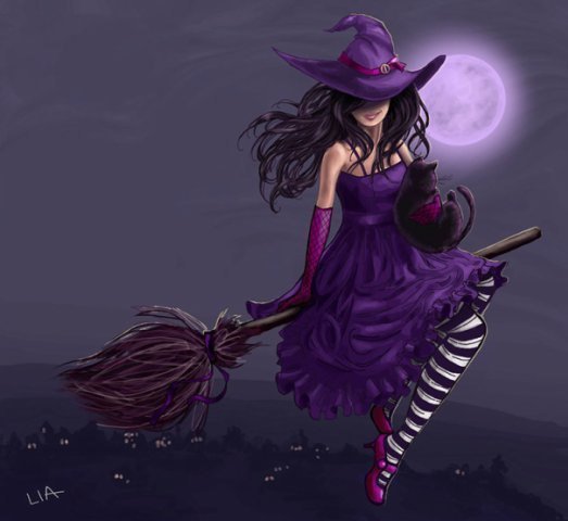 ведьмочка - девушка, ведьмочка, луна - оригинал