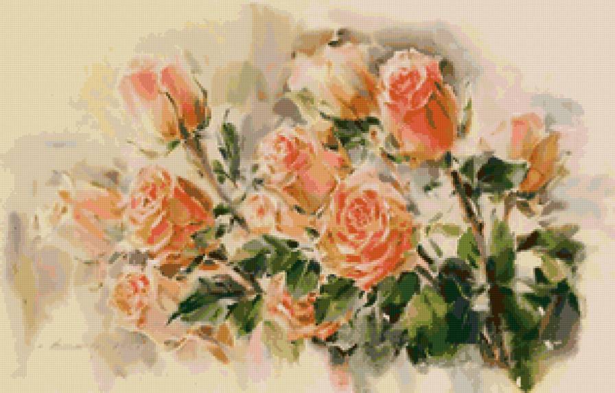 розы - букет, картина, цветы, живопись, розы - предпросмотр