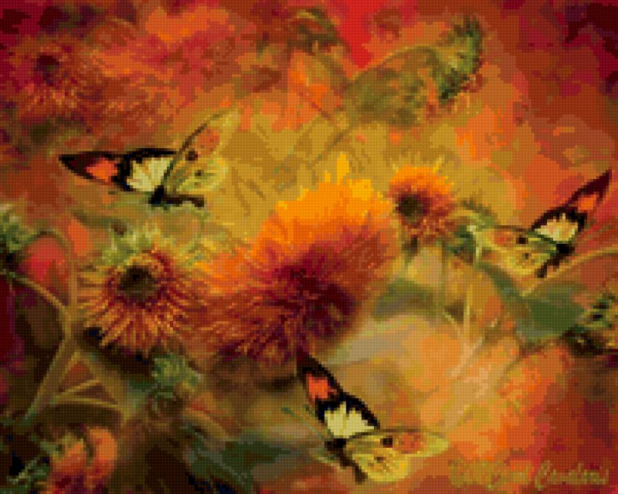 бабочки - лето, цветок, бабочки - предпросмотр