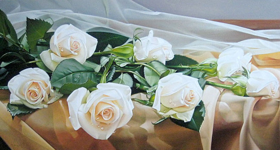 белые розы - цветы, букет - оригинал