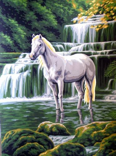Лошадь у водопада - пейзаж, животное, лошадь, природа, водопад - оригинал