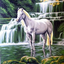 Оригинал схемы вышивки «Лошадь у водопада» (№45665)
