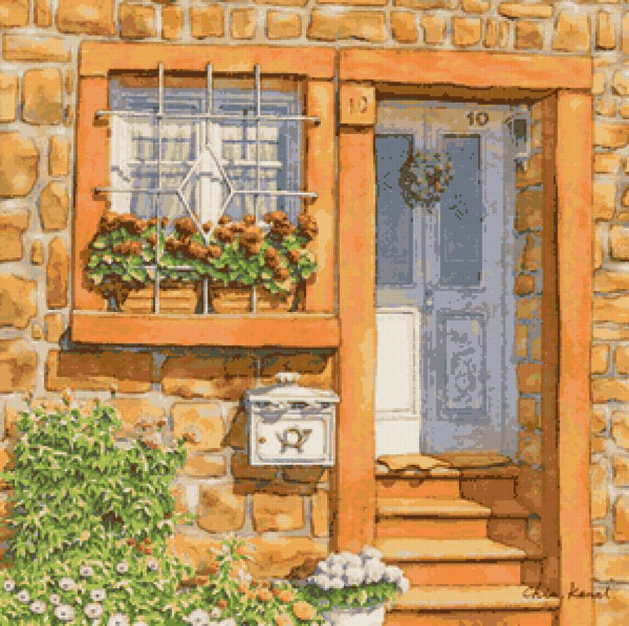 Дом - дверь, почтовый ящик, растения, окно, дом - предпросмотр