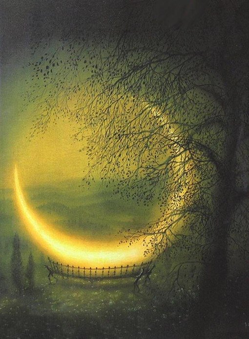 Месяц - месяц, ночь, свет, деревья, ветки - оригинал