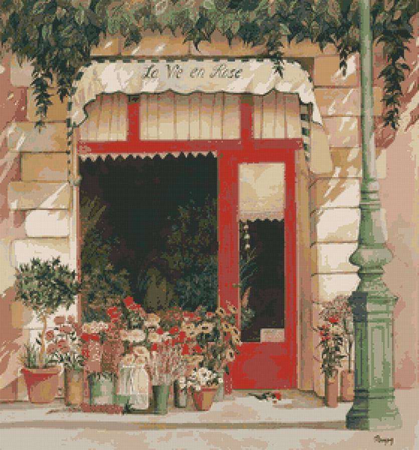 Цветочный магазин - цветы, дверь. витрина, магазин, цветочный магазин - предпросмотр